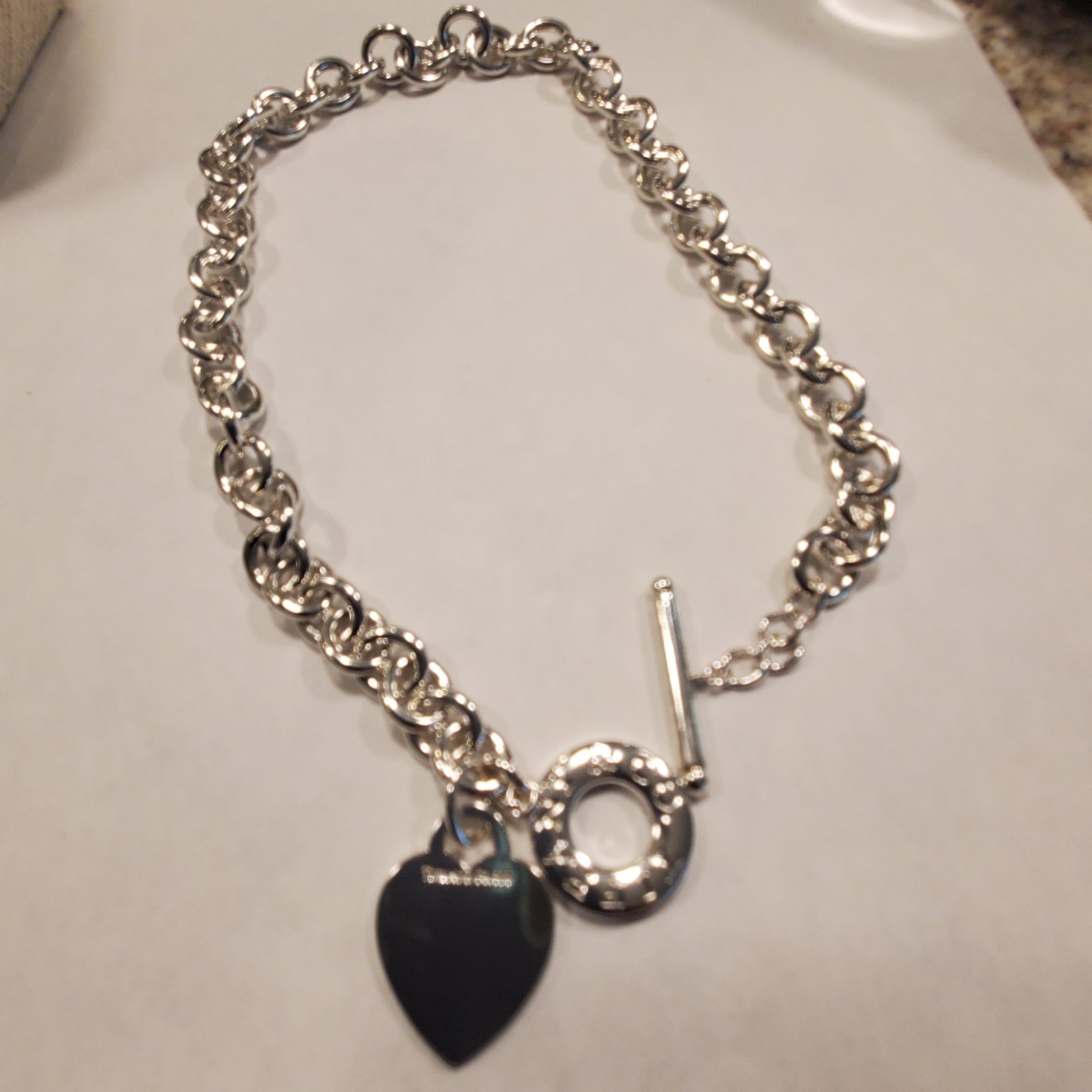 Tiffany & Co Sterling Silver Return to Tiffany Heart Tag Toggle Necklace 16″