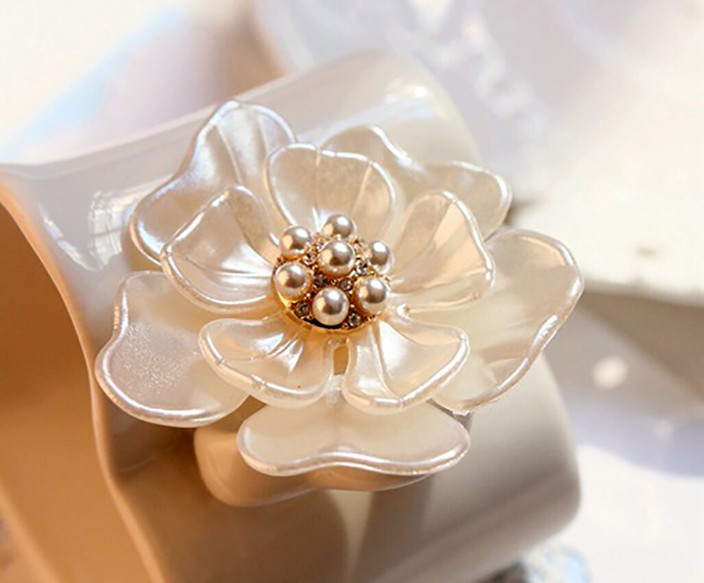 Elegant Gold Flower Pearl Rhinestone Crystal Wedding Bridal Bouquet Brooch Pin