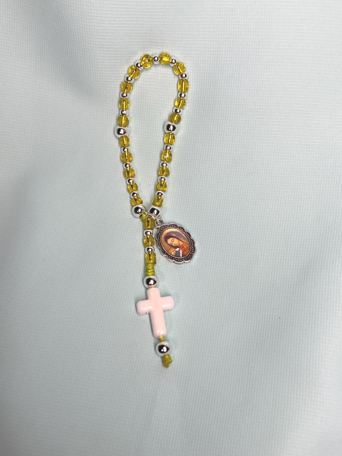 Baby’s First Rosary – Handmade Yellow Glass Beads, Catholic Baptism Keepsake