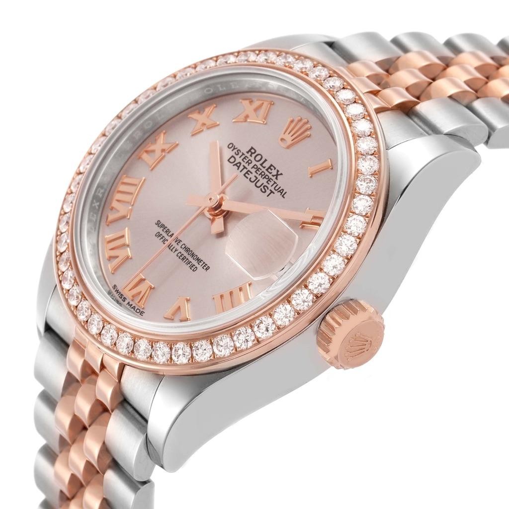 Rolex Datejust 28 Steel Rose Gold Diamond Ladies Watch 279381 Box Card