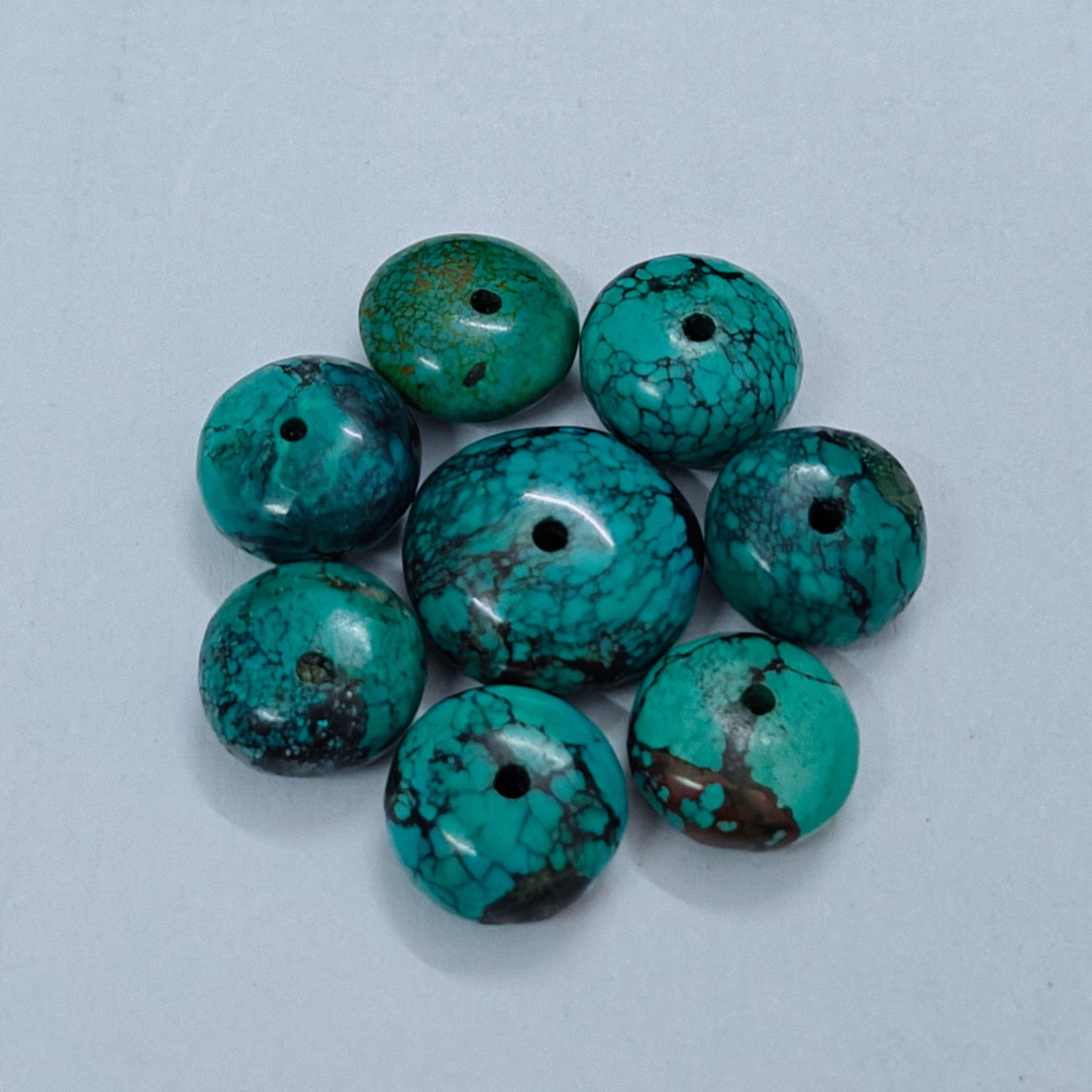 Hubie Turquoise Rondell Beads Loose Gemstone For Jewellery Making Supply 78 Cts.