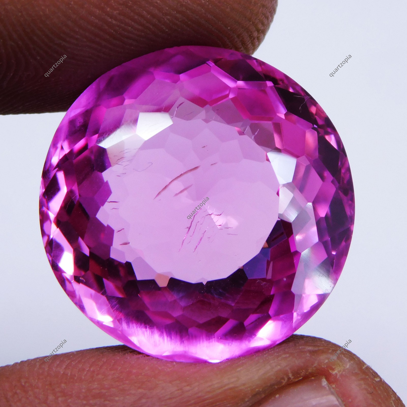 Certified 40.55 Ct Natural Pink Sapphire Round Cut Loose Gemstone Brilliant