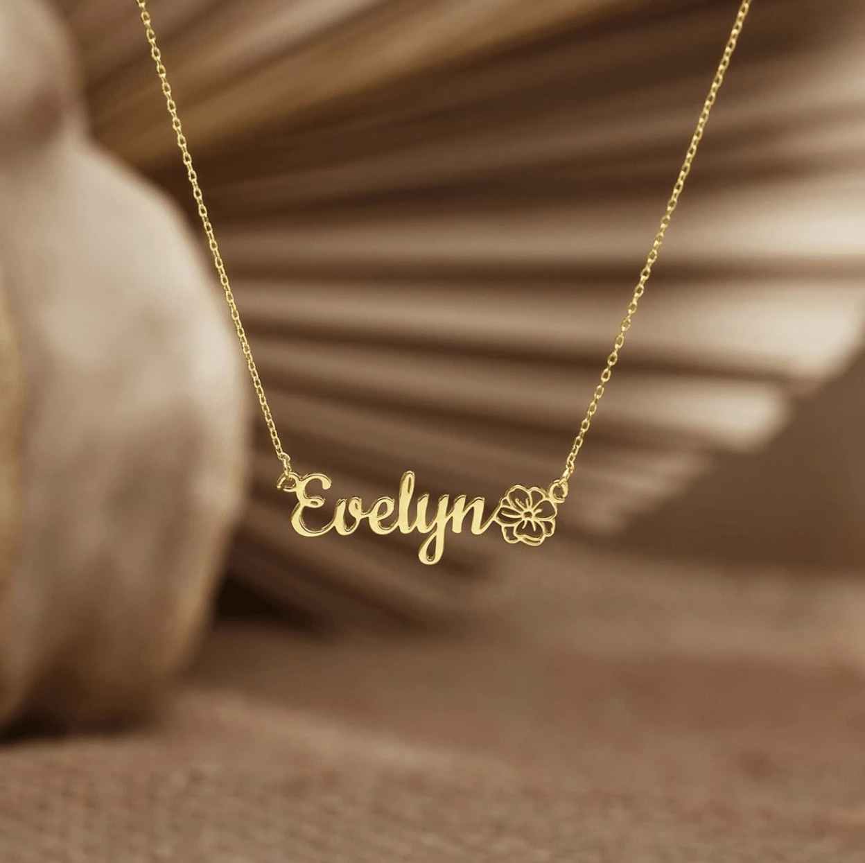 Custom Name Birth Flower Necklace Personalized 18K Gold Plated Gift for Women