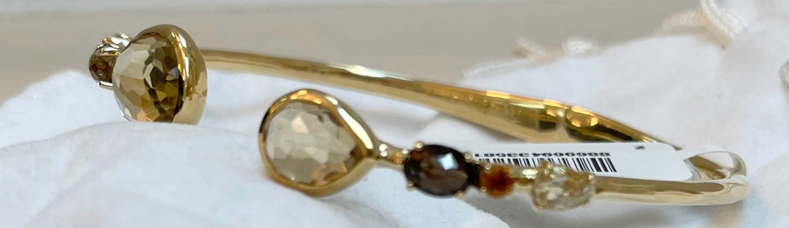 NWT Ippolita Rock Candy Citrine Smoky Quartz 18K Yellow Gold Cuff Bracelet Small