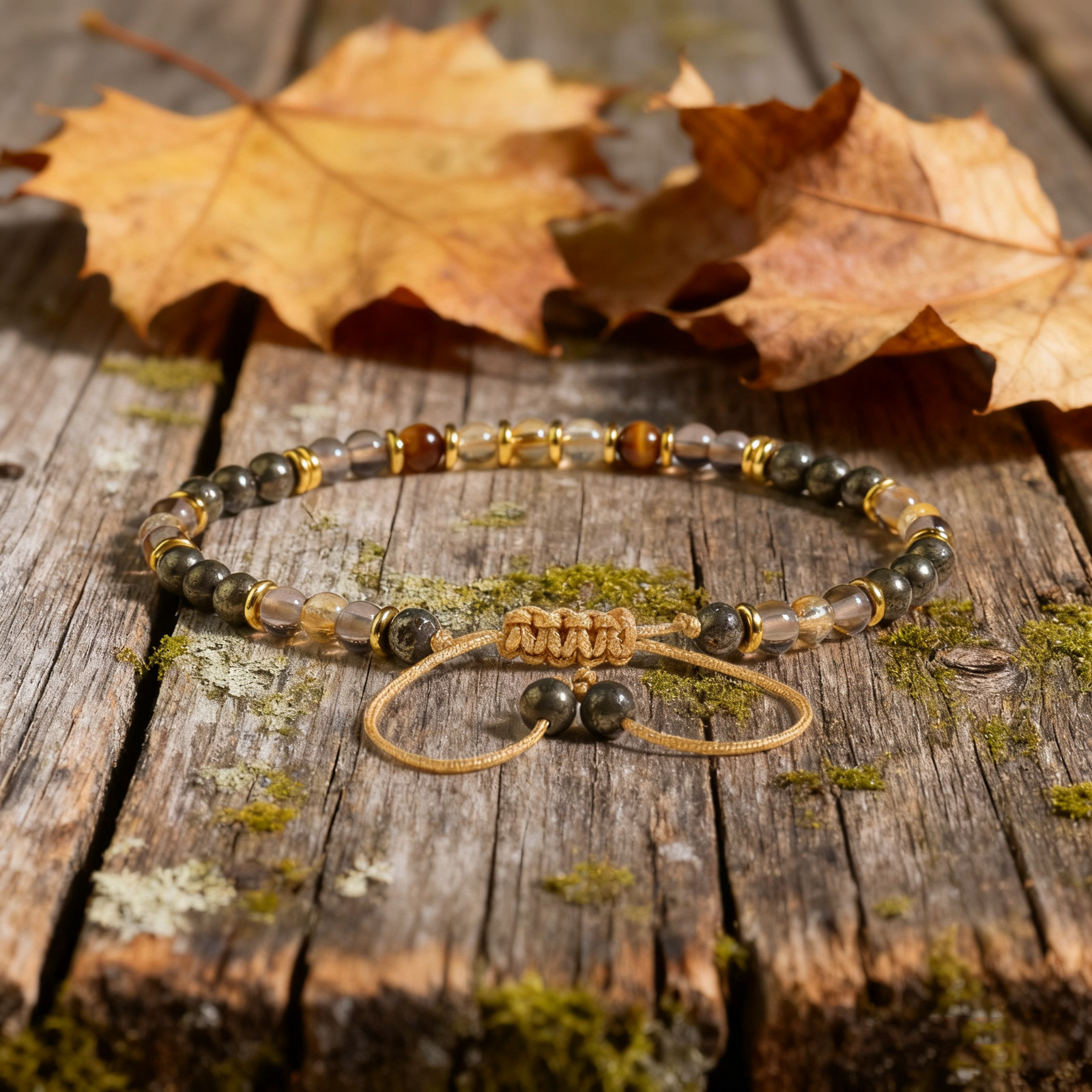 Citrine Smoky Quartz Tiger Eye Pyrite Dainty Bracelet Healing Crystal Jewelry