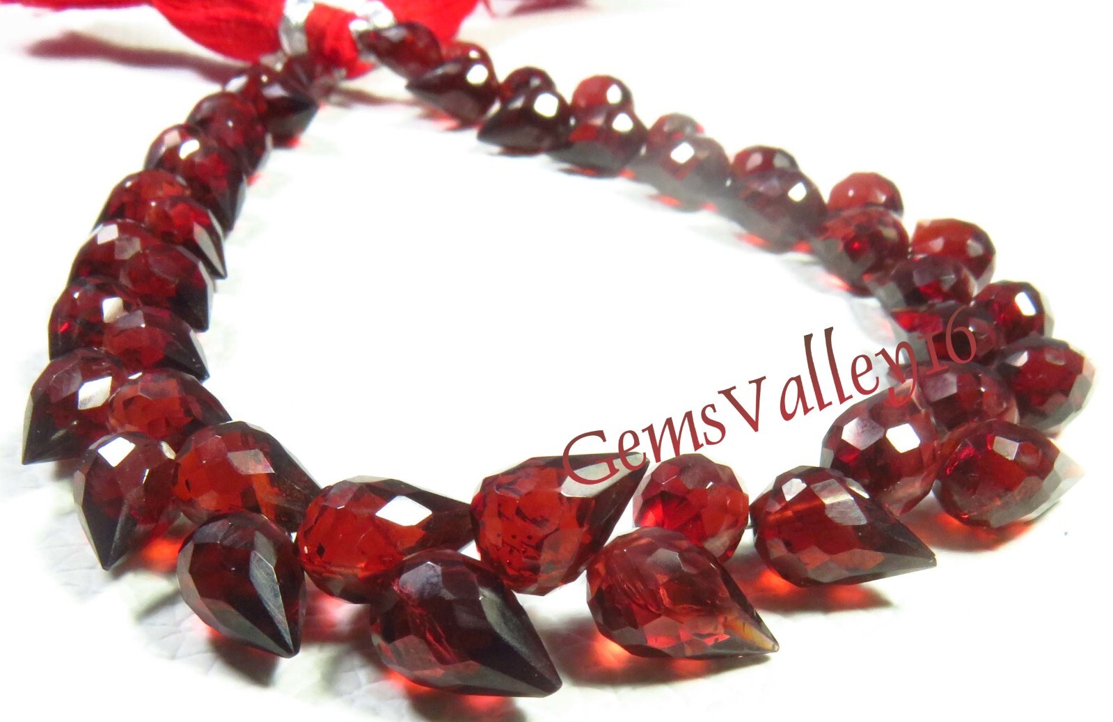 Top Grade Natural Red Mozambique Garnet Faceted Teardrop Beads 7.5-8.5mm GV-2628