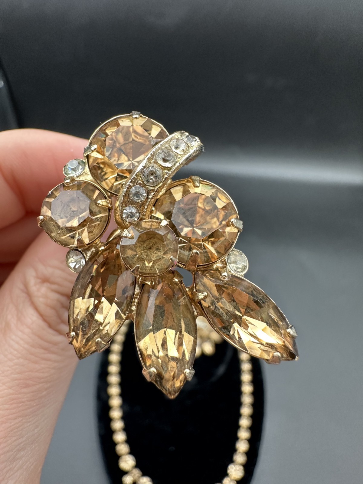 Vintage 1940s-1950s EISENBERG Gold-tone Choker Necklace 3 Piece Set Jewelry