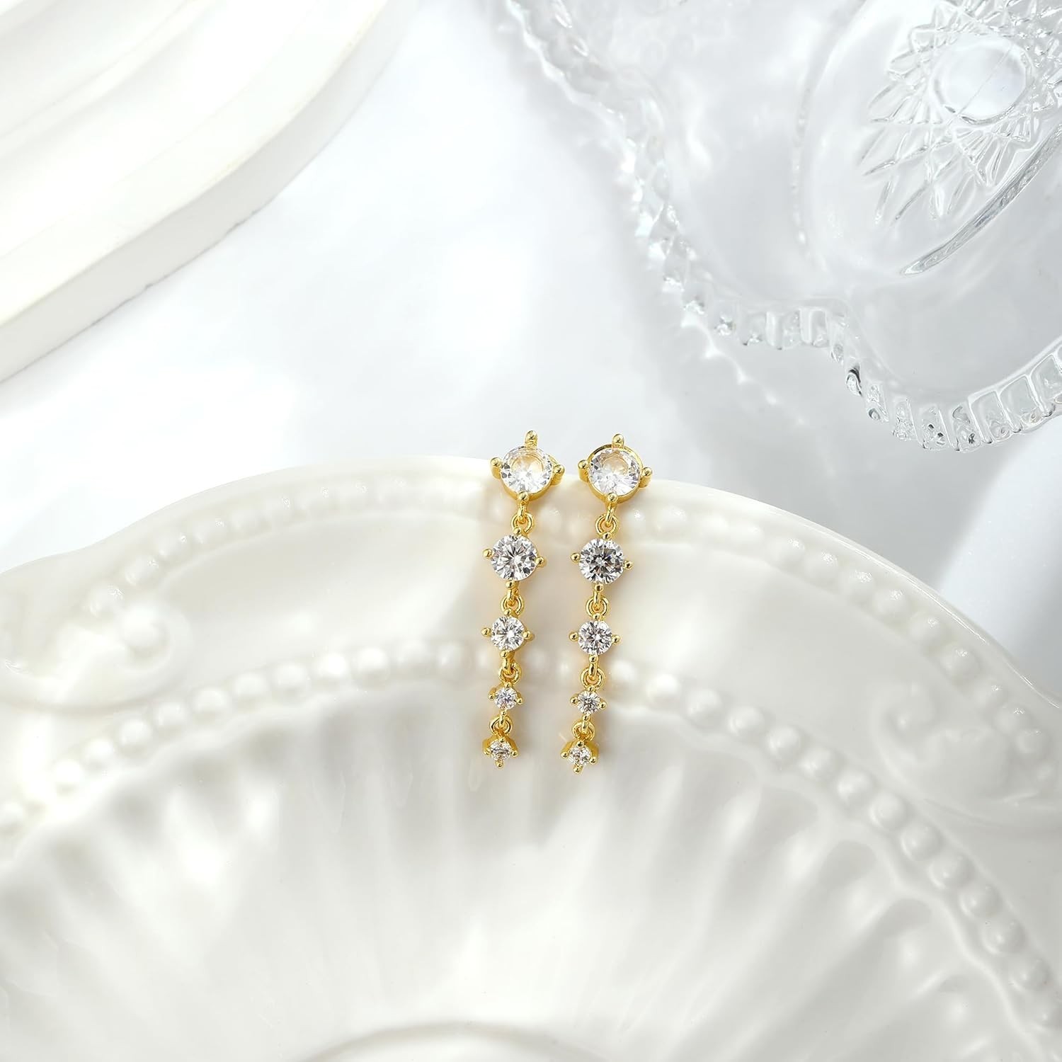 Hypoallergenic Gold Plated Dangle Hoop Earrings – Perfect Gift for Any Occasion