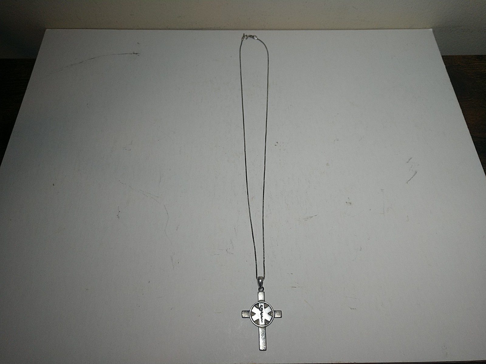 Vintage Peter Stone Sterling Silver 6.5g Medical Cross Pendant Necklace