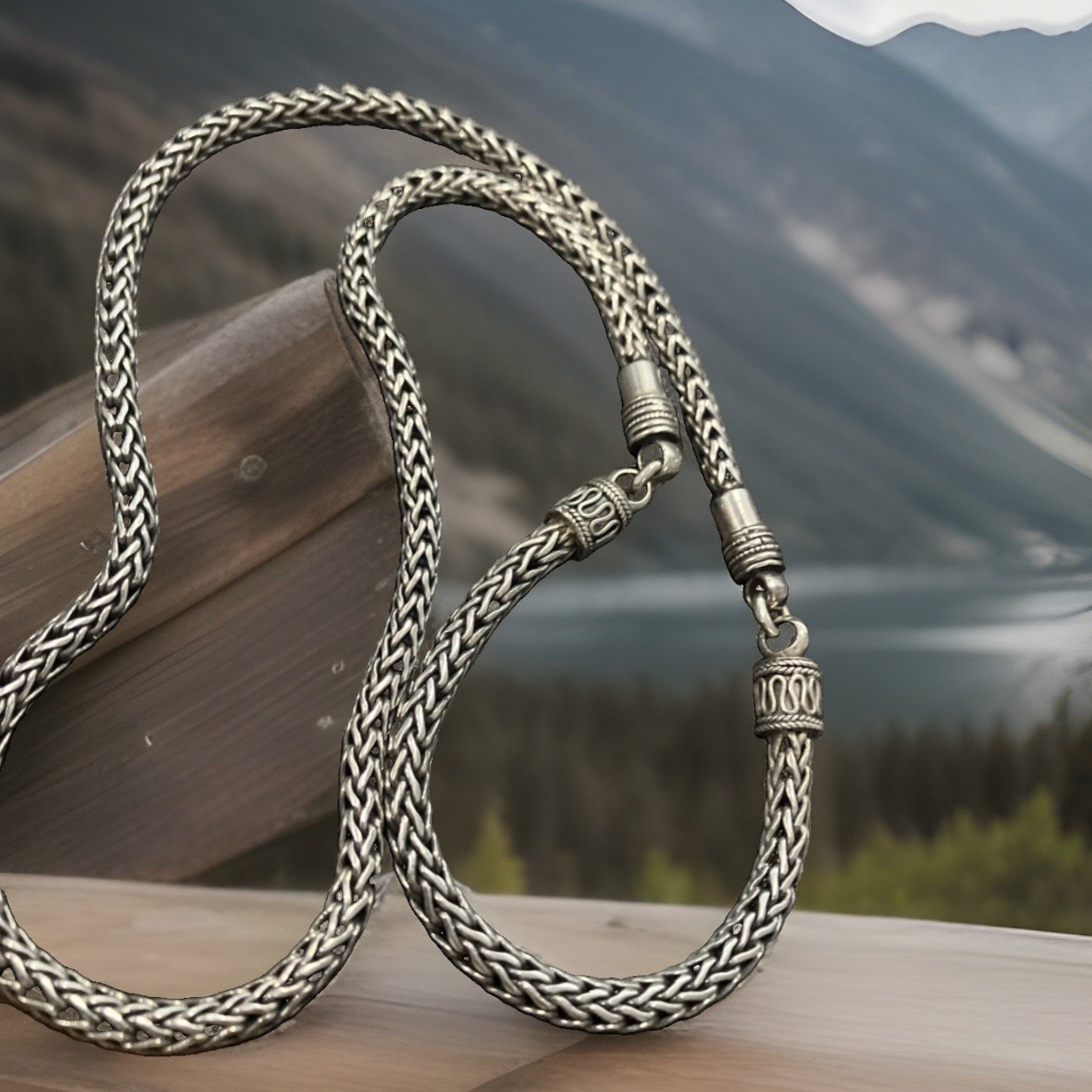 Sterling Silver 925 Bali Custom Chain 74grams 24inches Continuous NoClasp/NoLock