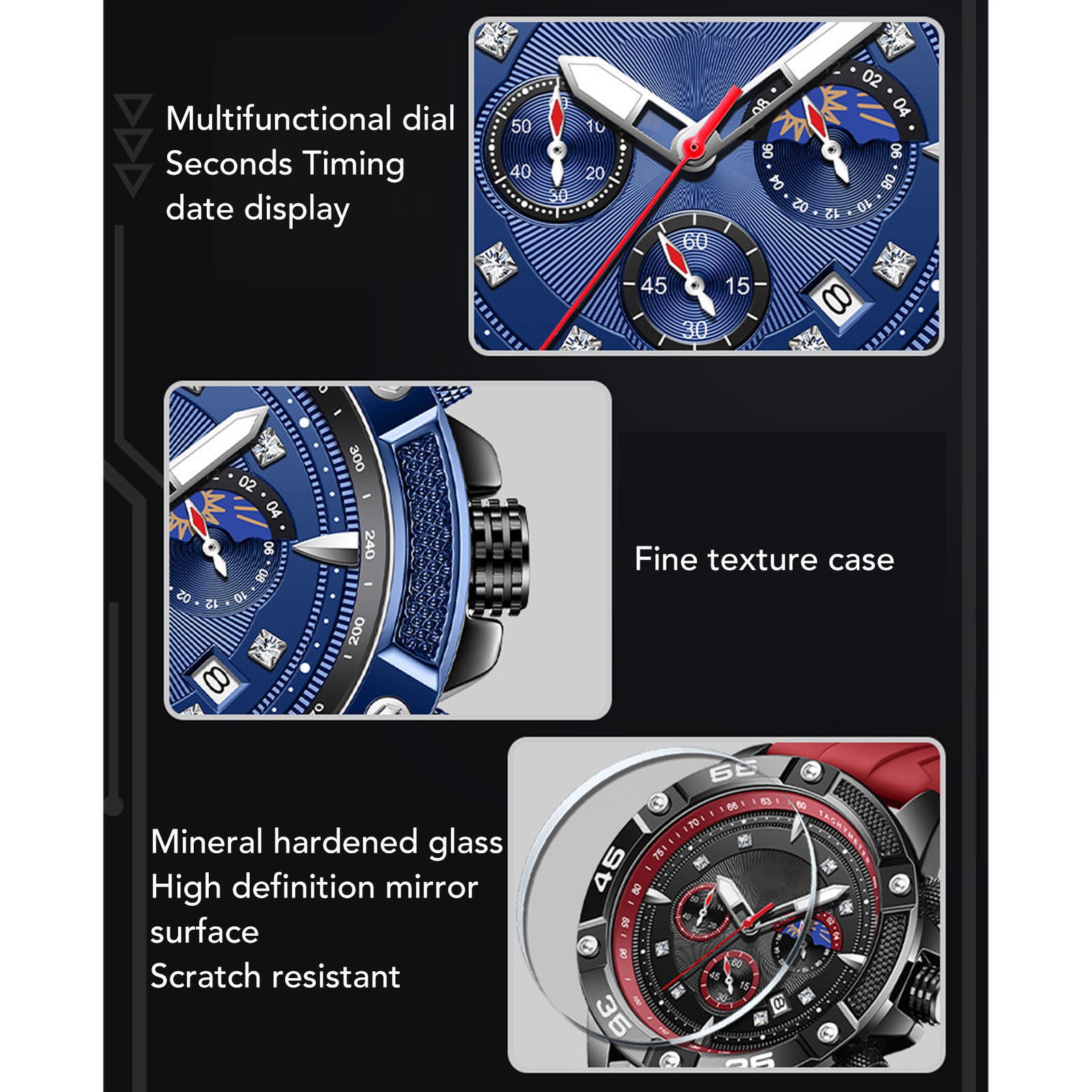Casual Men Wristwatch Date Multifunctional Quartz Watch For Casual