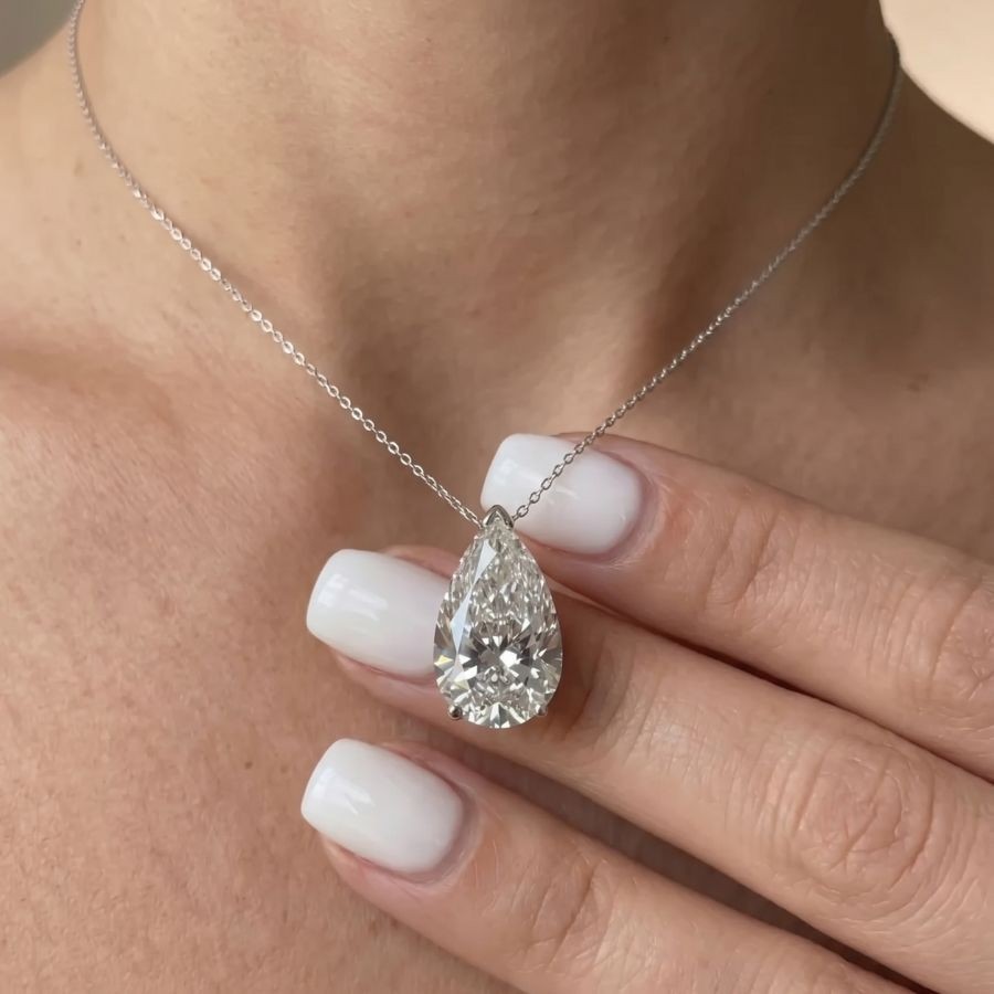 IGI 5.00 Ct Pear Lab Created Grown Diamond Pendant Necklace 14k White Gold