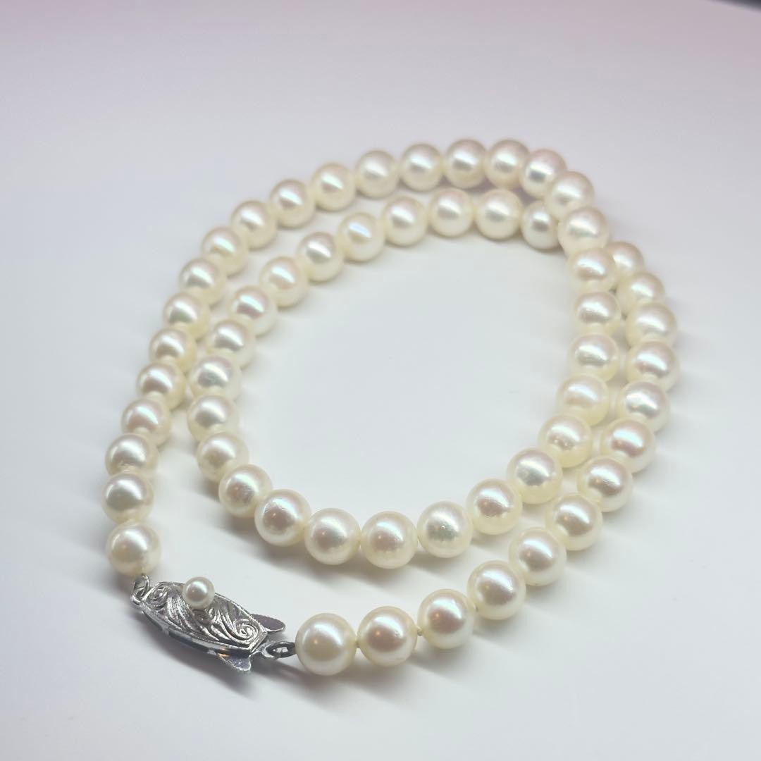 TASAKI Akoya Pearl Necklace 6.0-6.5mm Sterling Silver 925 14″ 36cm Choker Japan