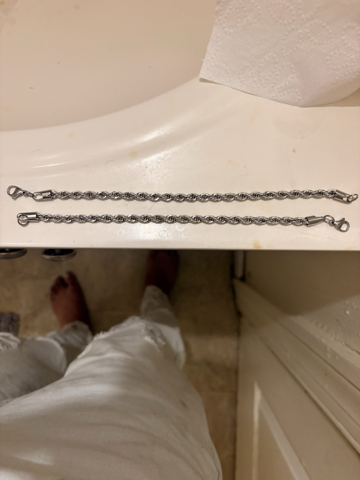 Silver Tone Metal Rope Chain Necklace with Lobster Clasp Closure
