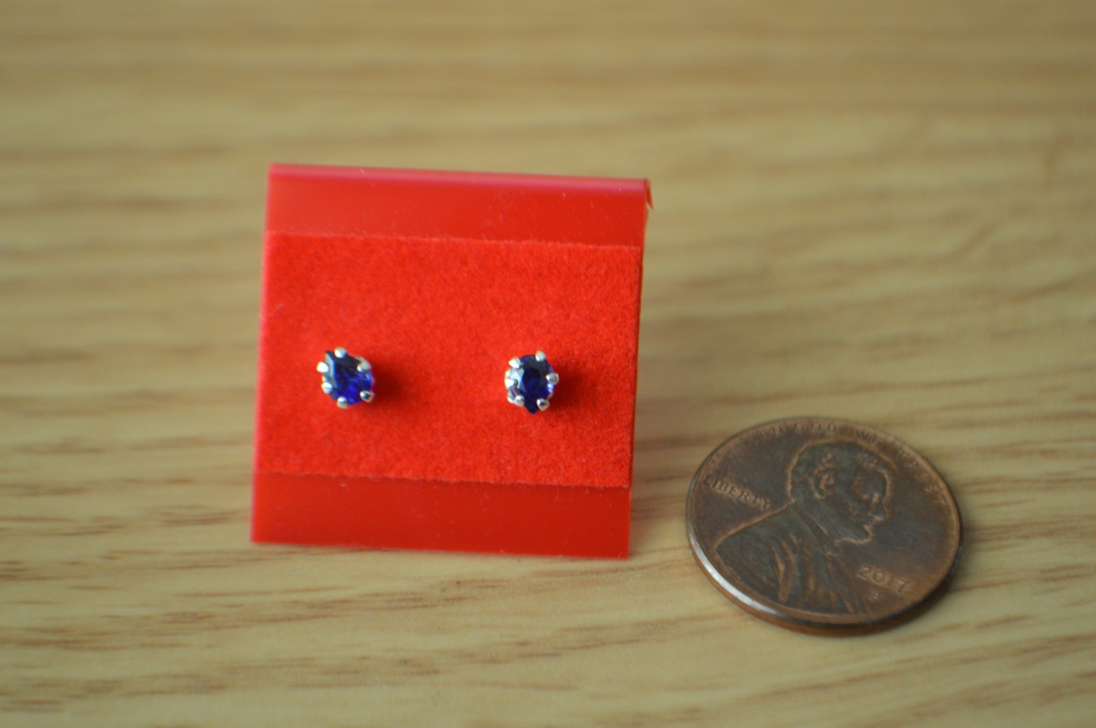 0.36ct Madagascar Blue Sapphire Solitaire Earrings Fine Silver ~ 4x3mm Pear TINY