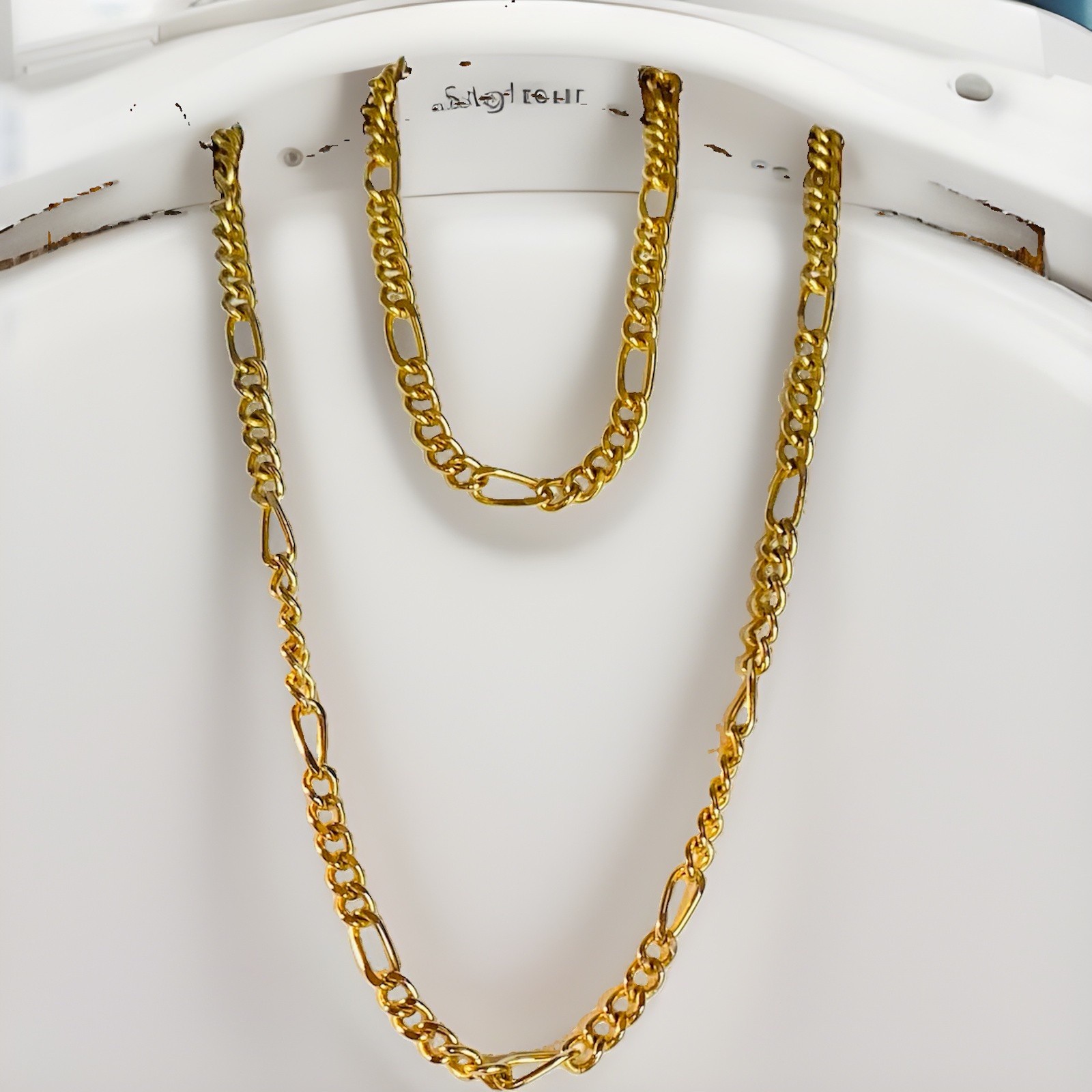 Gold 14kgp Chain And Bracelet Set