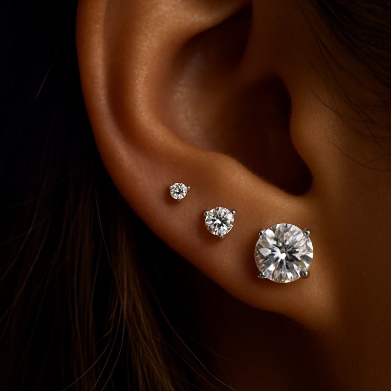 VVS1 Moissanite Screw back Stud Earrings 925 Silver Mens Ladies 3mm-8mm