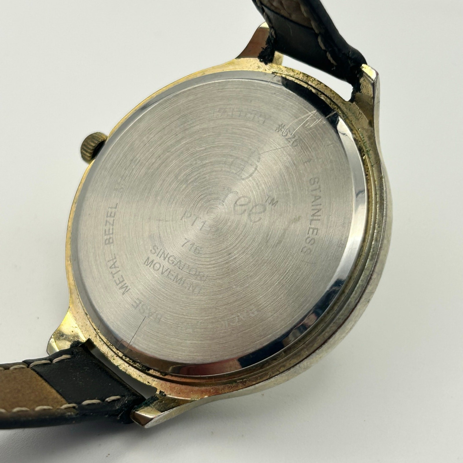 Decree World Map Dial Silver Black Leather Watch Working New Battery