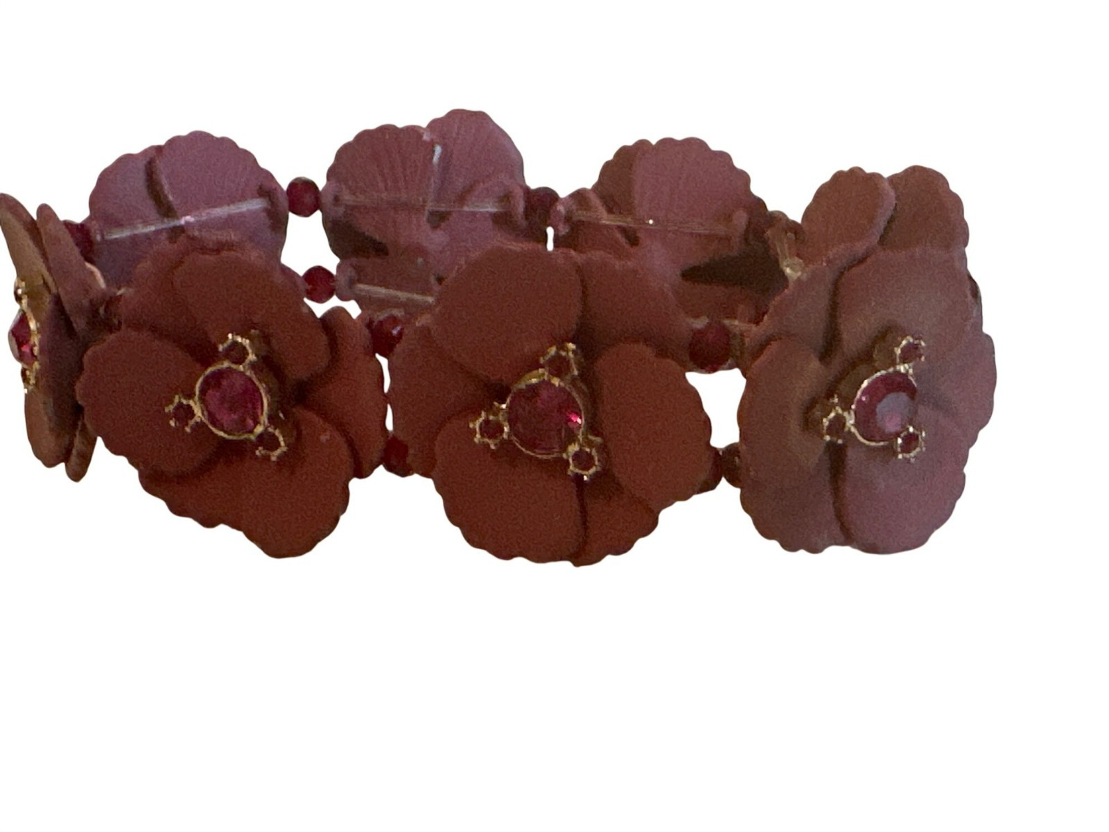 Ann Taylor Jewelry Set Necklace Bracelet Flowers Rhinestones Beaded Career Chic