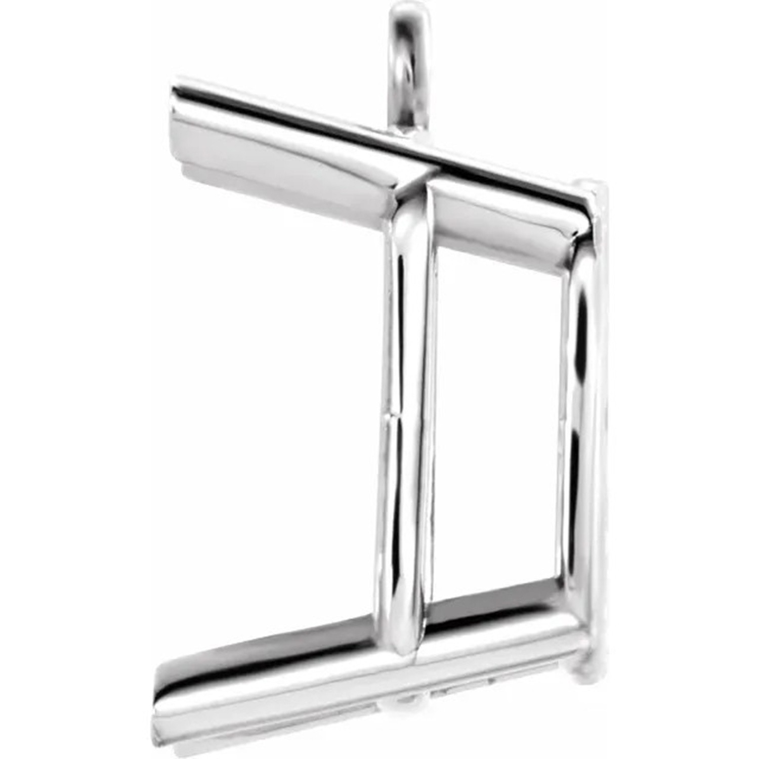 Emerald Cut Dangle Mounting Sterling Silver 4 Prong Basket Design Setting USA