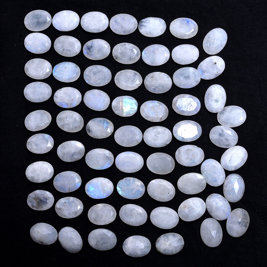 16 Pcs Natural Blue Shine Moonstone 16mmx12mm Oval Faceted Cut Loose Gemstones