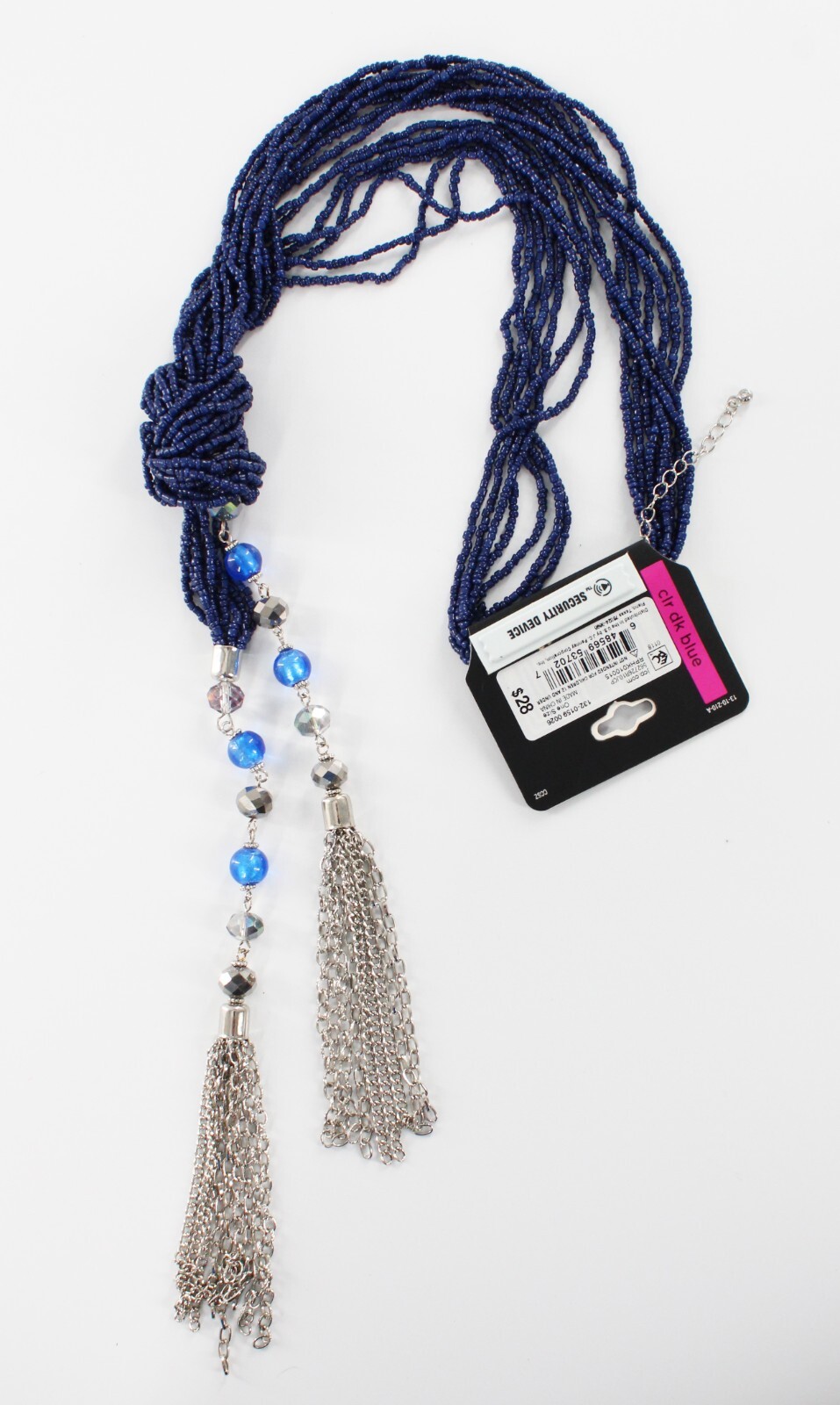 New MIXIT Blue Seed Bead Multi Strand Tassel Pendant Necklace #N2792