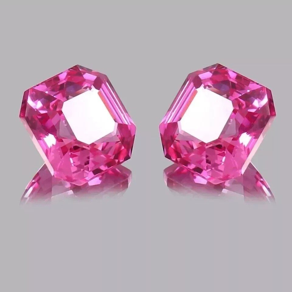 Flawless Natural Pink Sapphire Asscher 20 Ct 2 Pcs Pair Loose Gemstone Certified