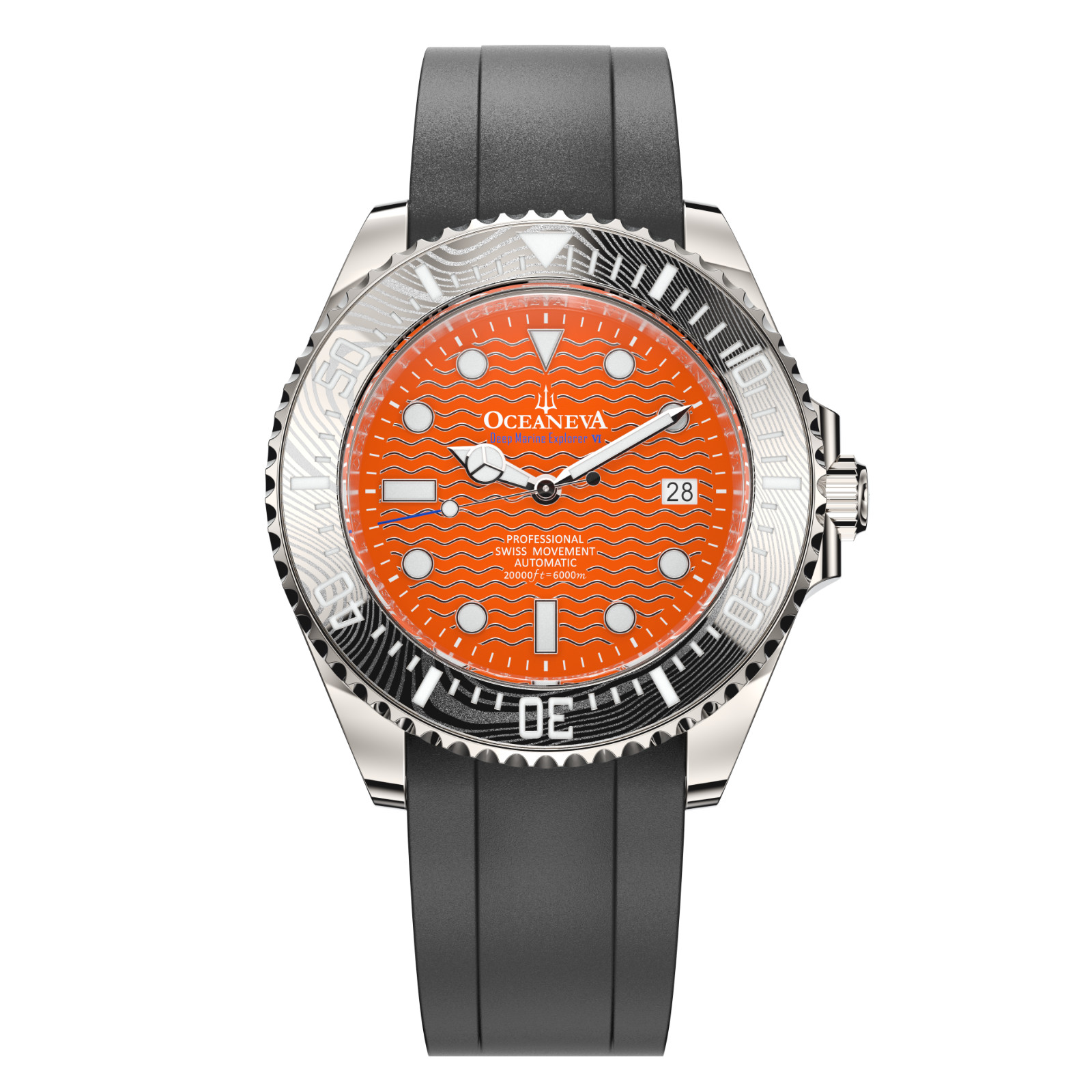 Oceaneva 6000m Grade 5 Titanium AUTOMATIC Watch SWISS MOVEMENT Orange