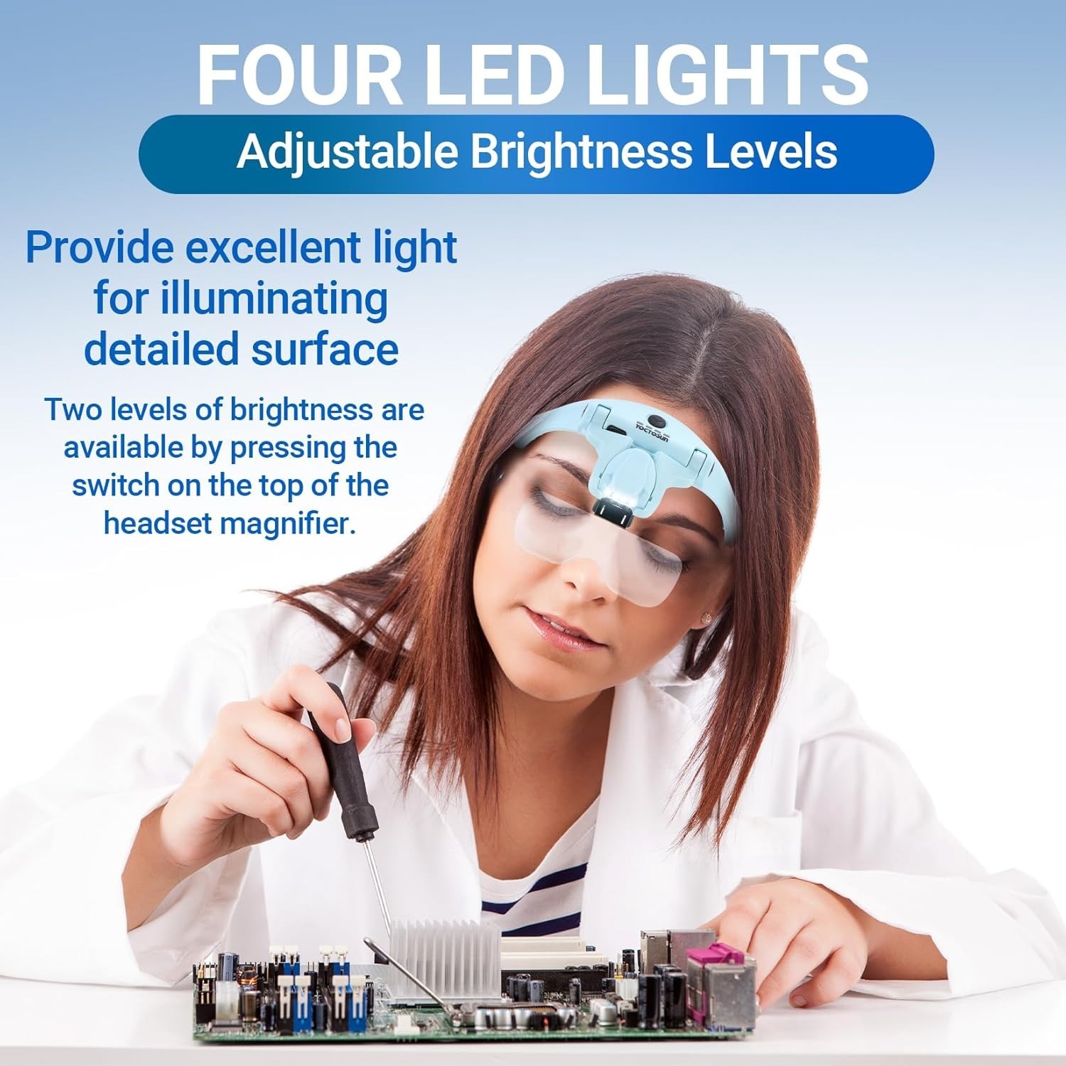 Hands-Free LED Magnifying Glasses with 5 Lenses & Storage Case for Crafts