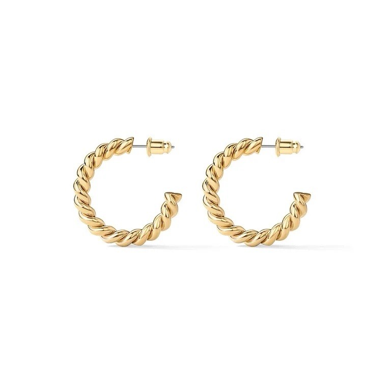 PAVOI 14K Yellow Gold Plated Twisted | 25 Millimeters Hoop Earrings for Women