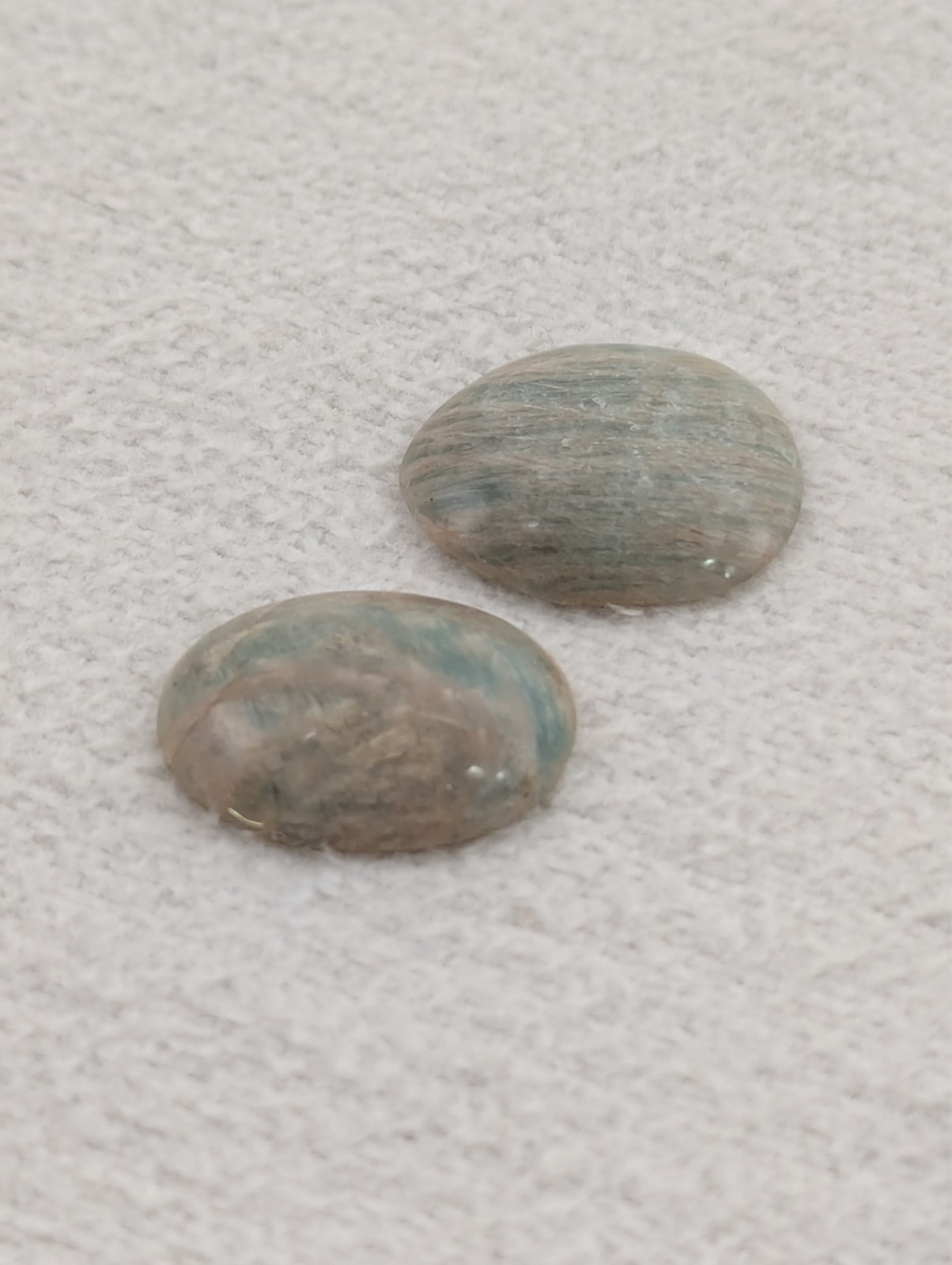 2 Amazonite Orthoclase Cabochon Gemstones 22.4 carat (4.49g) Exsolution Lamellae