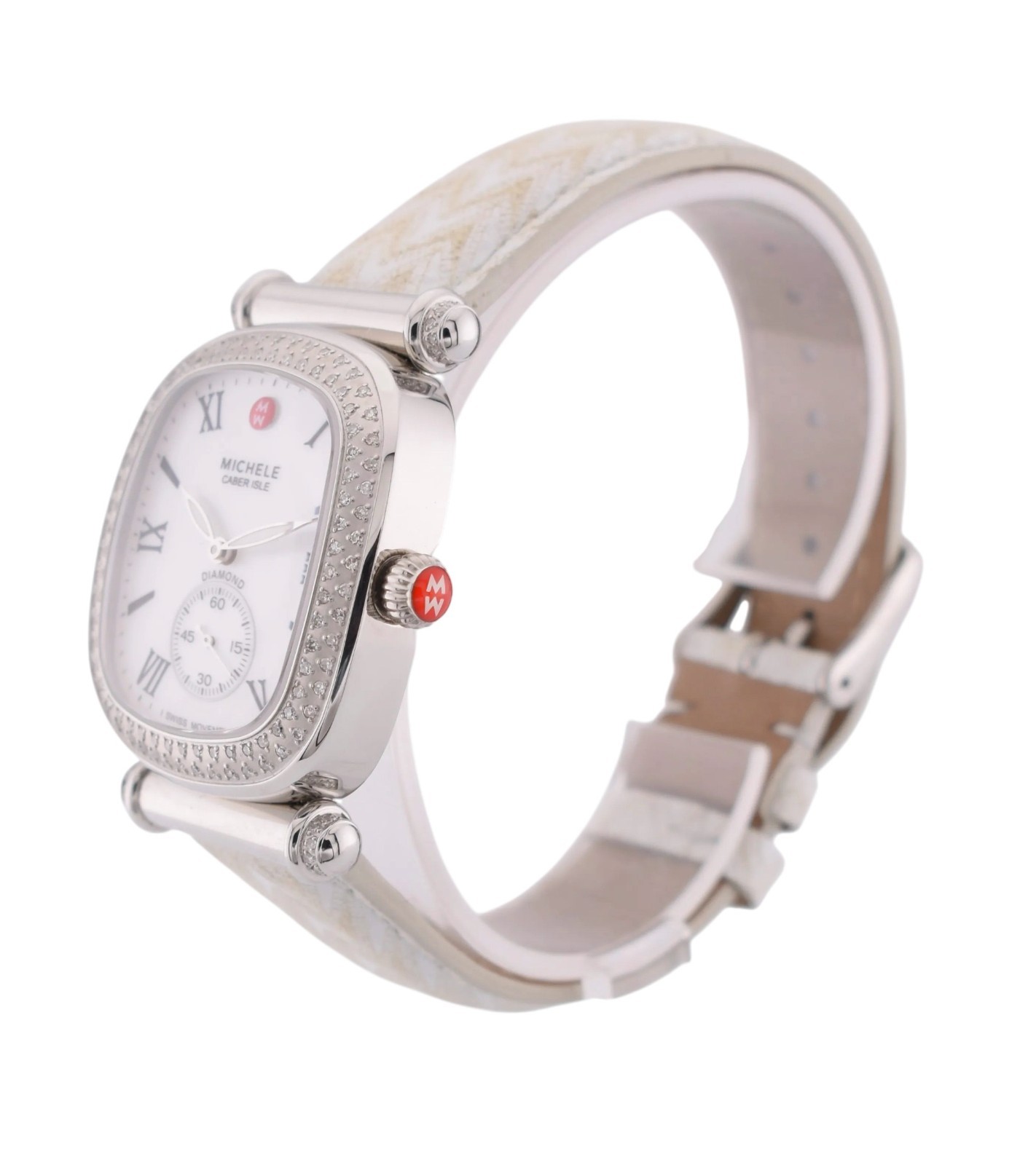 Michele Caber Isle White MOP Dial 140 Diamonds Watch 0.58 CT TW MW16C01A2025