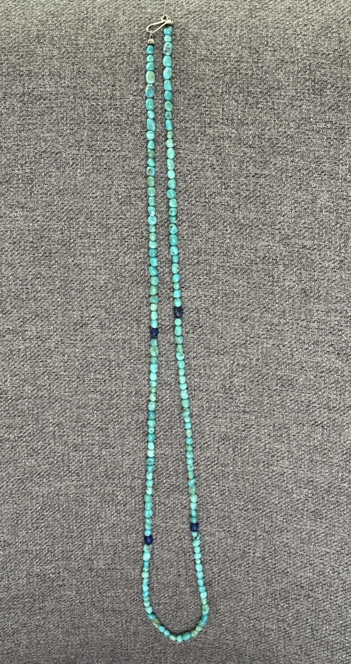 Jay King Turquoise & Lapis Beaded 34” Single Strand Necklace 925 Hook Closure
