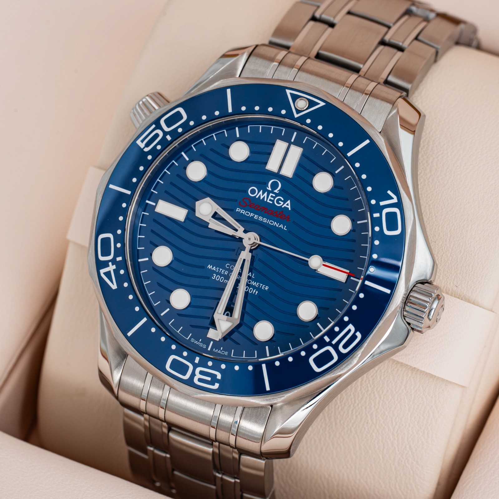 2023 Omega Seamaster Diver 300m Blue Dial on Bracelet 210.30.42.20.03.001 B+P