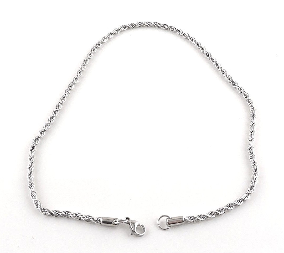 Stainless Steel 4 mm Rope Chain Necklace 18″, 20″, 24″ or 30″