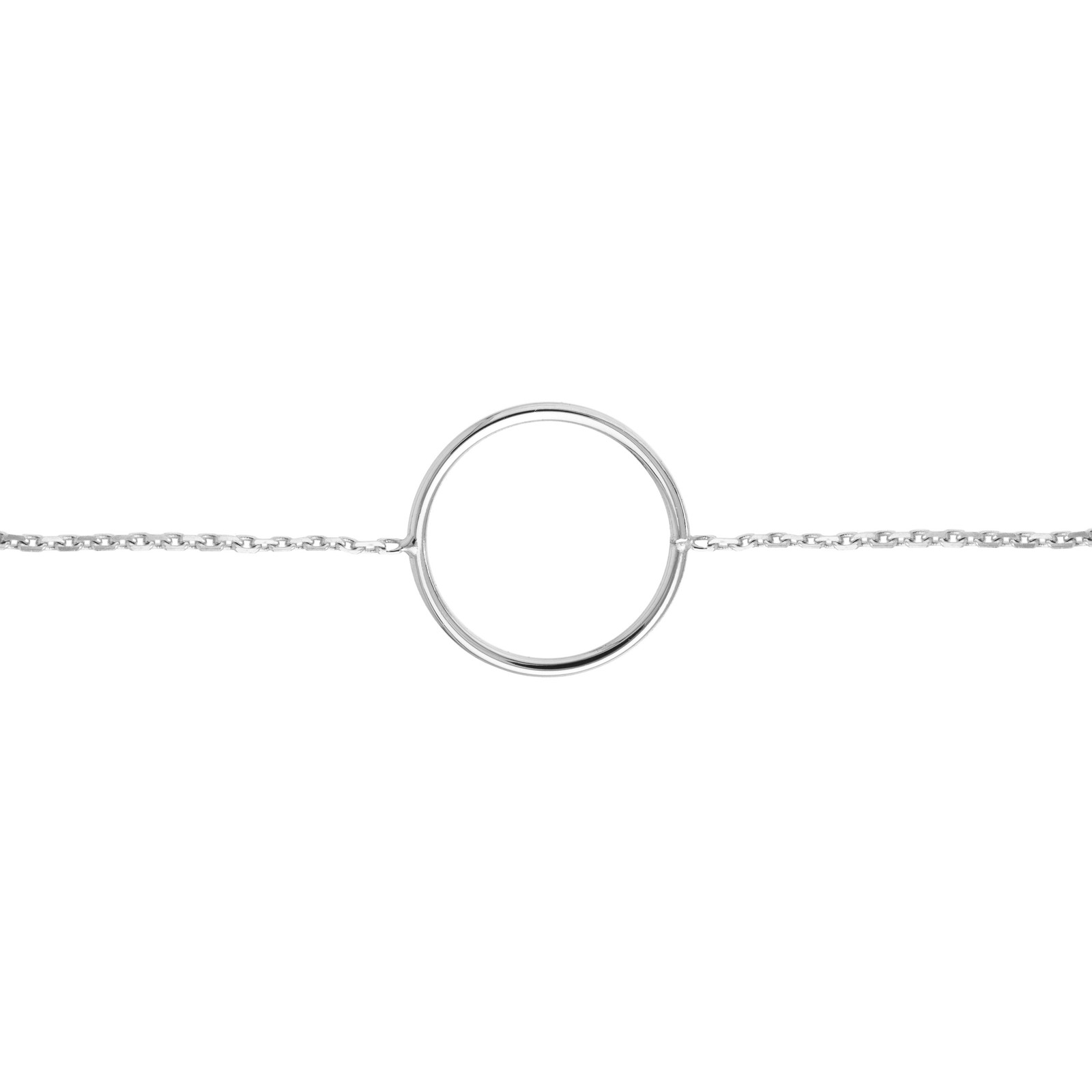 Wire Circle Adjustable Cable Chain Bracelet Real 14K White Gold 7.5″