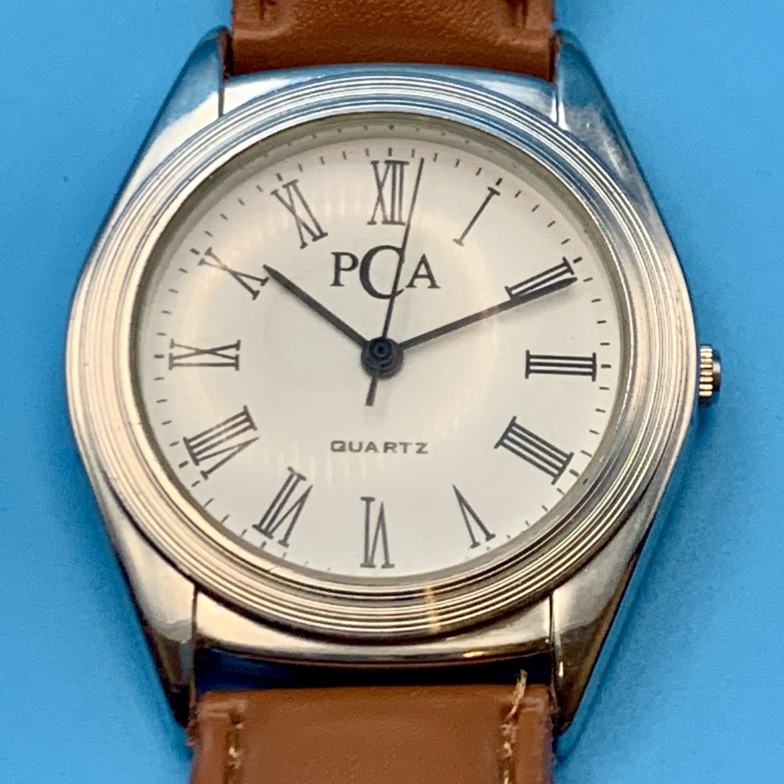 PCA Women’s Swiss Parts Quartz Wristwatch Faux Leather Strap Working New Battery