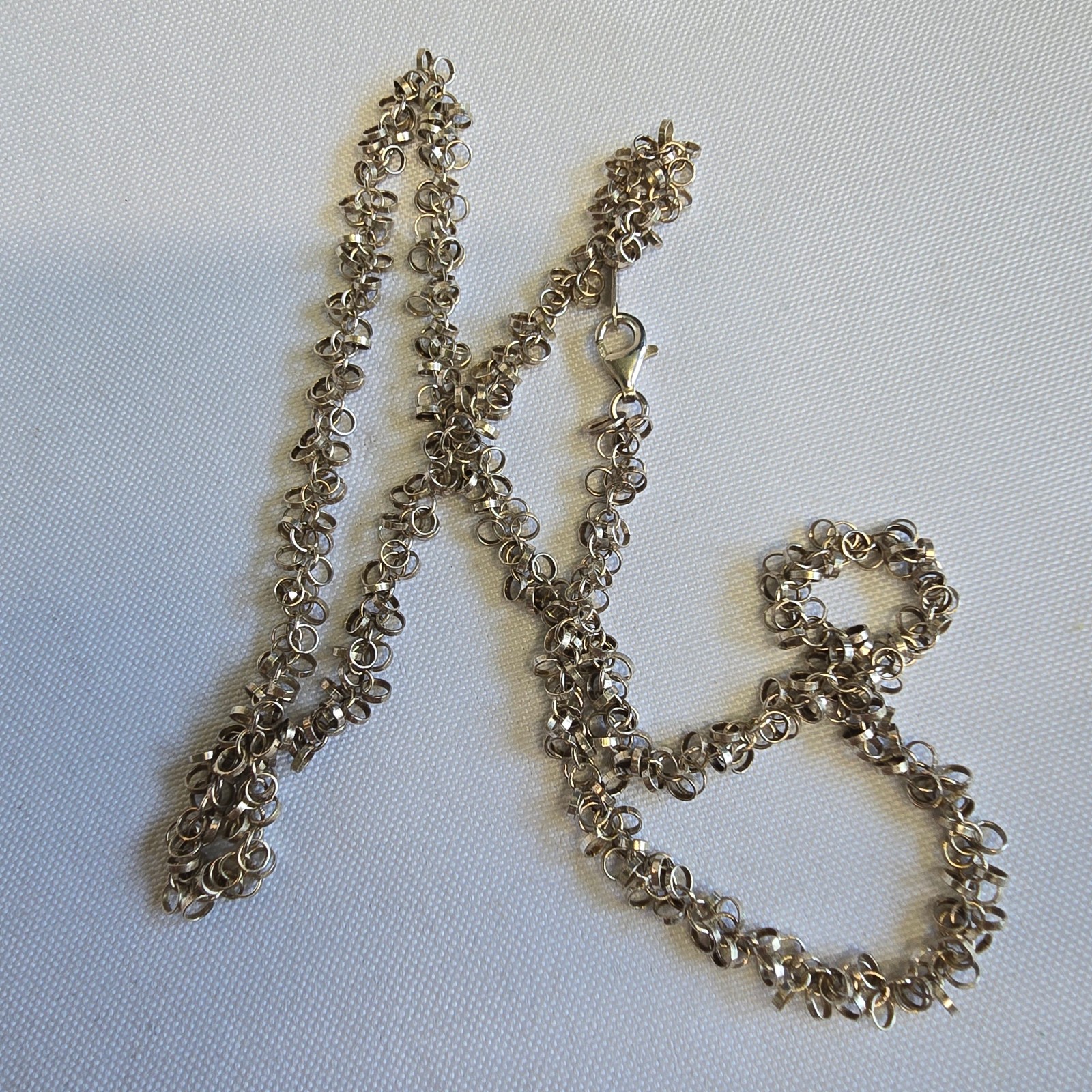 Sterling Silver Necklace 15.7g Fine Jewelry 22″ Unique Chain Lobster Clasp