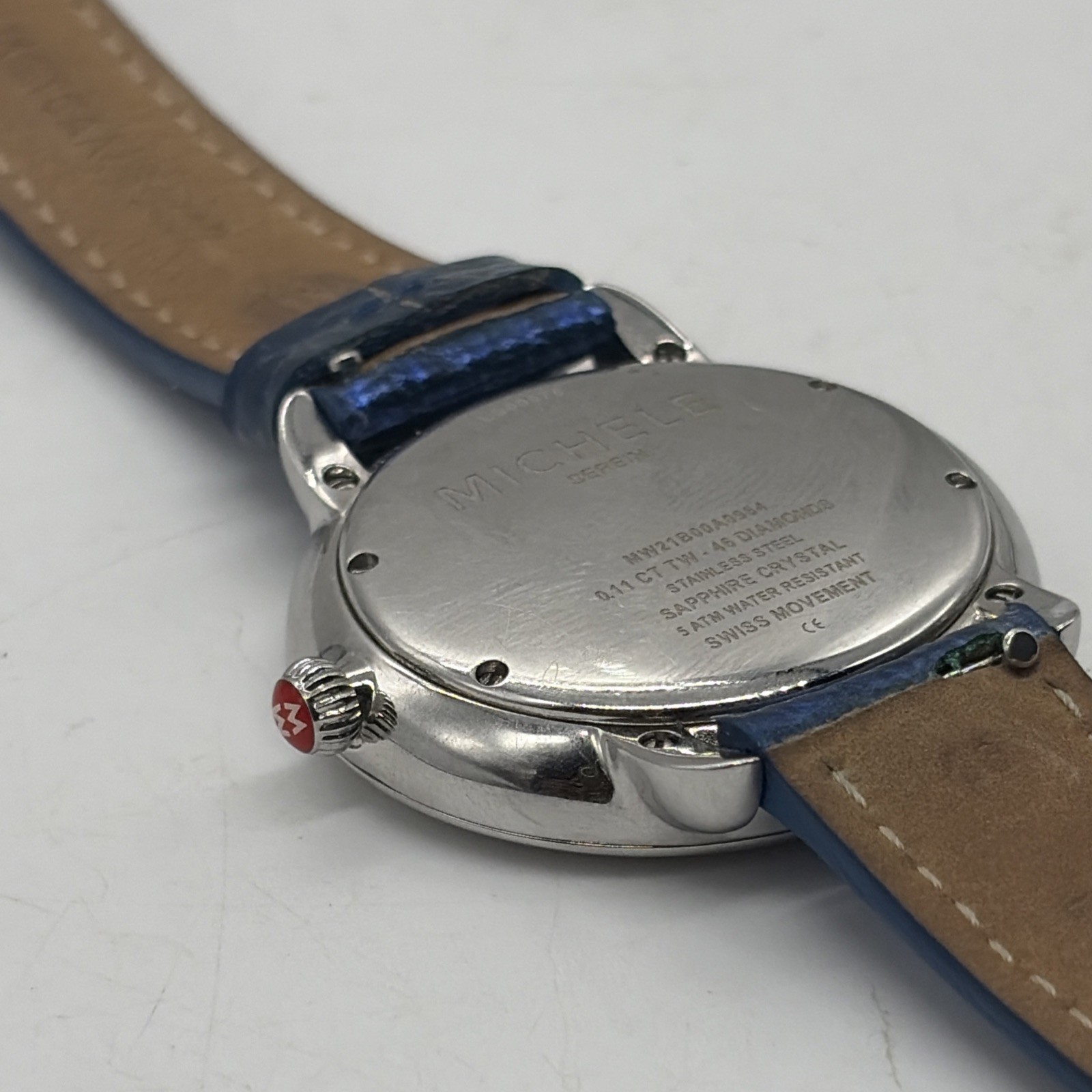 Michele Serein Diamond Watch Ocean blue Dial Genuine Leather Band MW21B00A0964