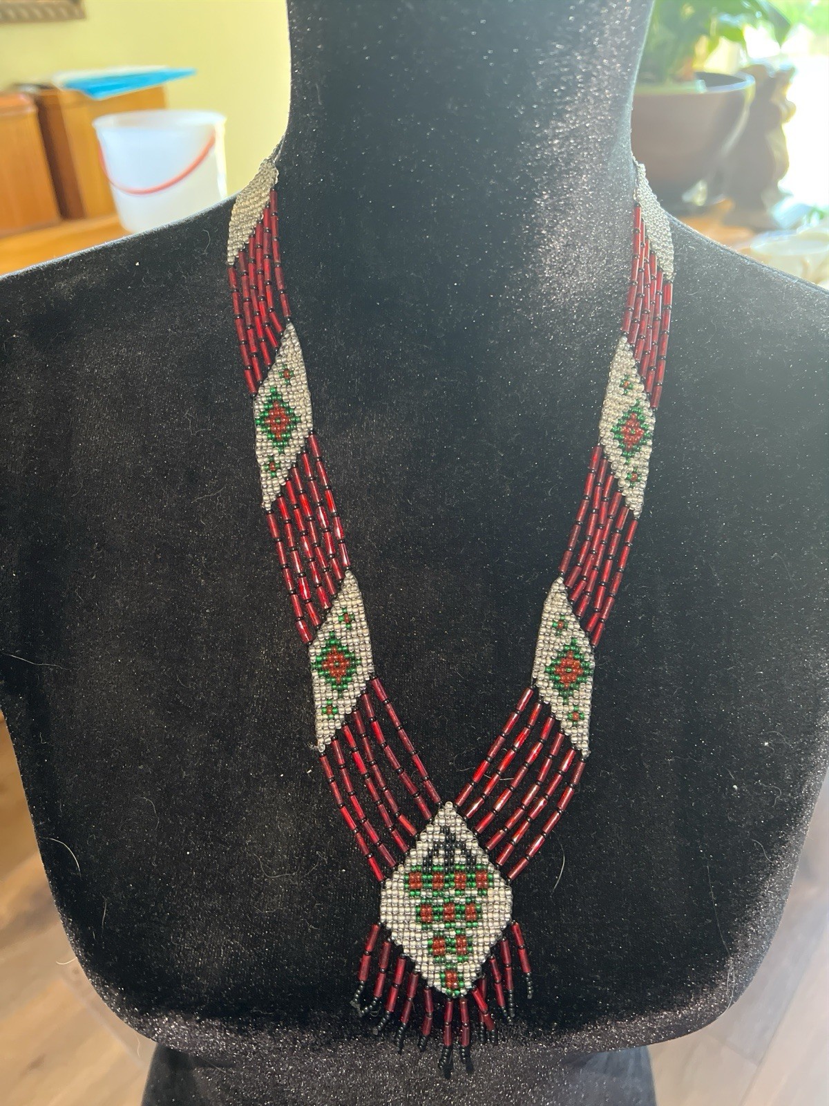 Antique Art Deco 1920’s Flapper Czech Glass Seed Bead Sautoir Style Necklace