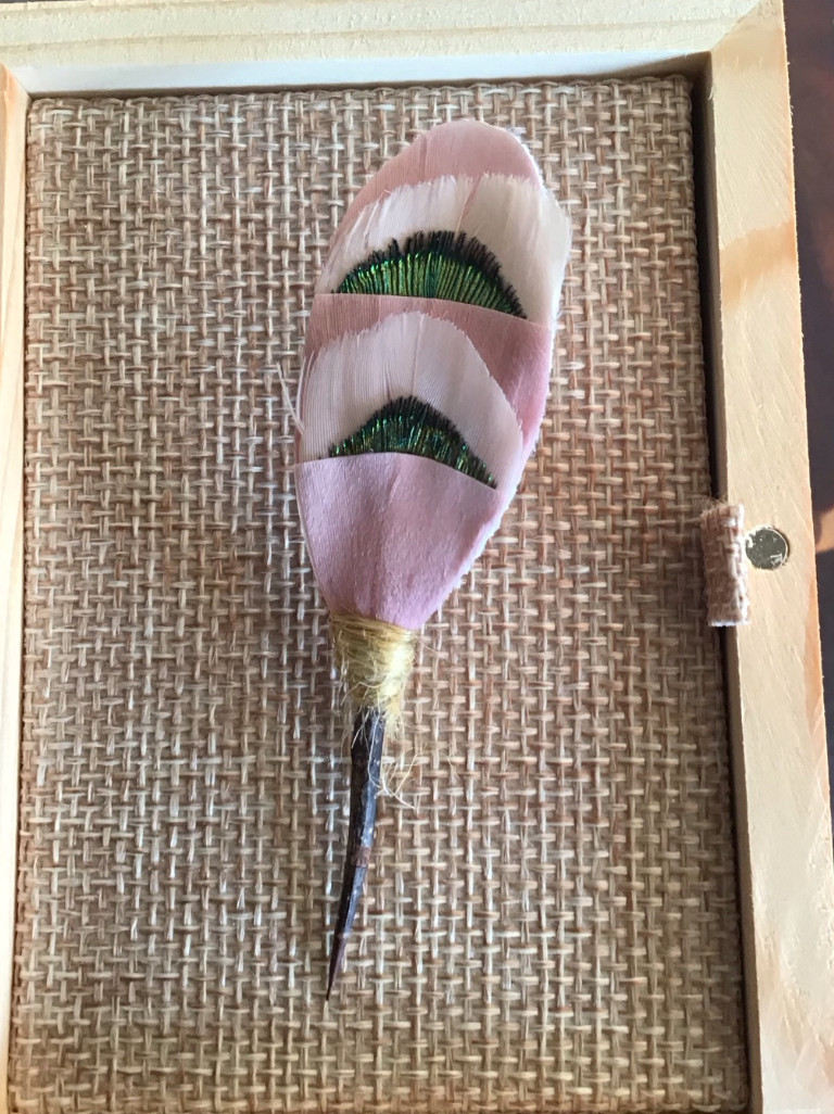 Brackish Chiricahua Plum Thicket Feather Lapel Pin Brooch Hat Pin New w/ Box