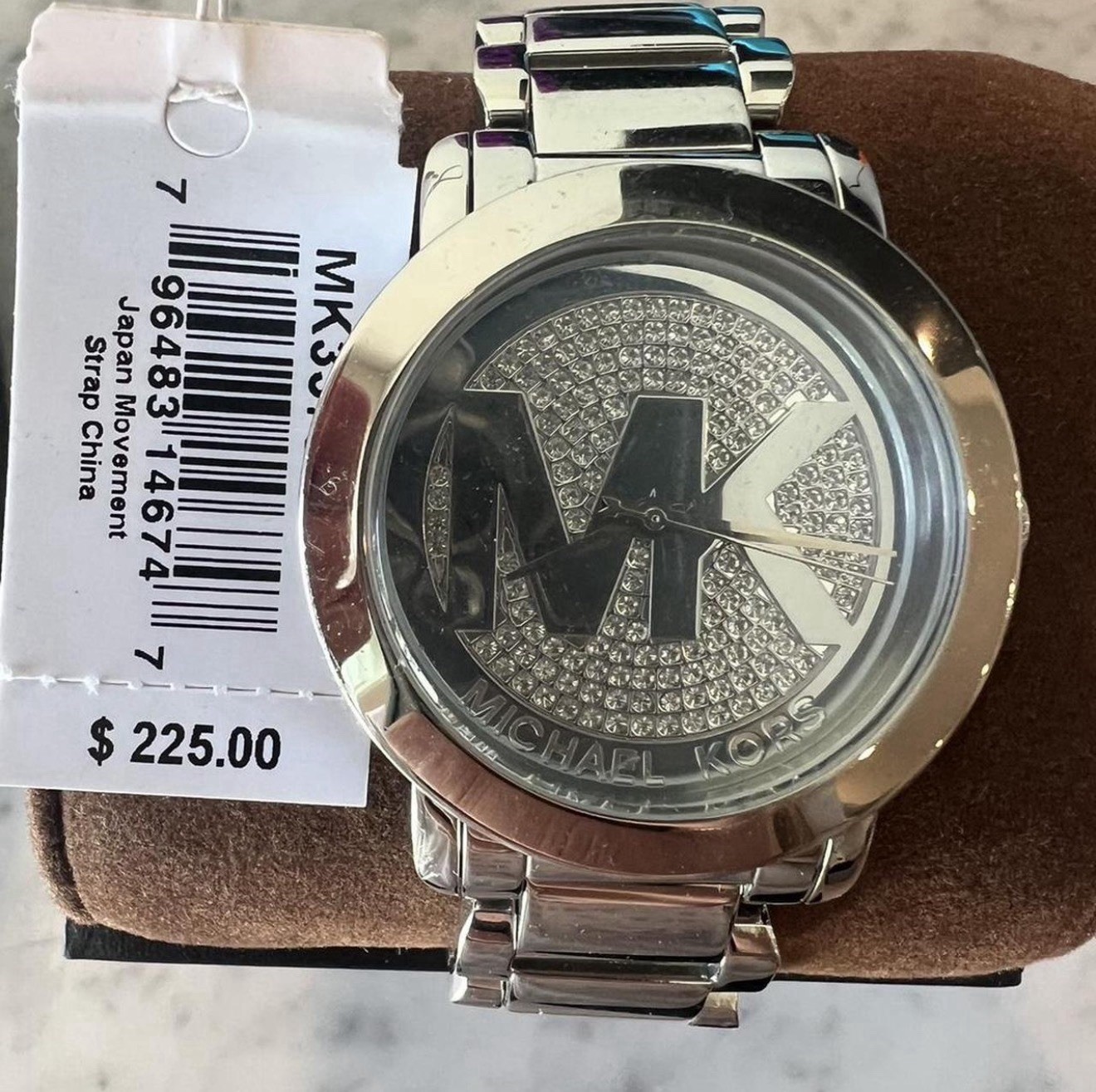 Michael Kors Silver Ladies Watch with Pearlized and Crystal Stone Face