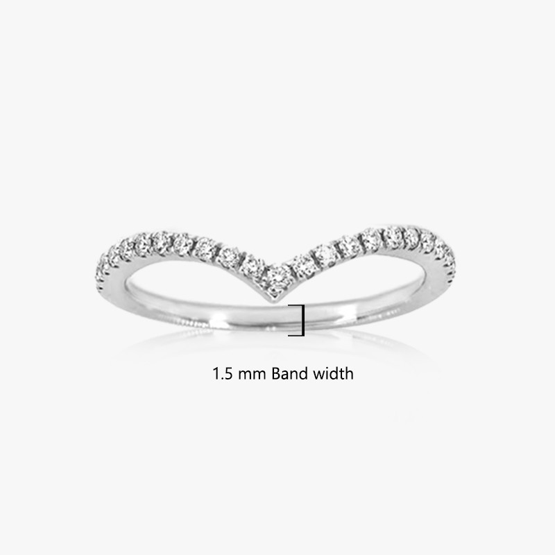 Rhodium Plated CZ Wave Chevron Stackable Wedding Band Ring 1.5mm Sizes 5-10