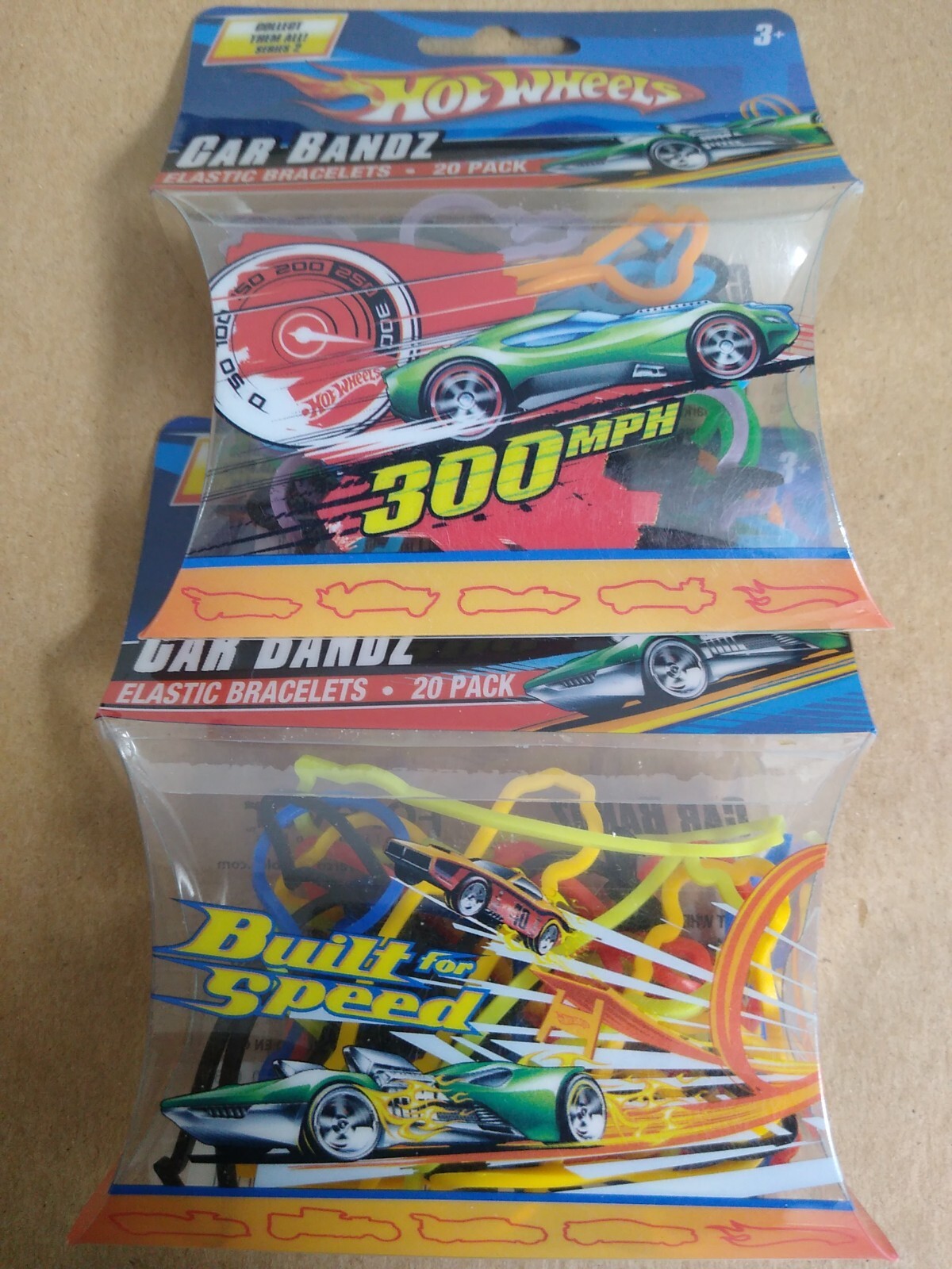 2 Pack of 20 Each Car Bandz Elastic Bracelet Hot Wheels 10 Designs