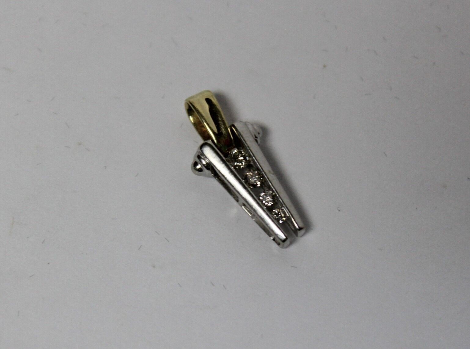 Sweet Two Tone 10K Yellow & White Gold Diamond Pendant Hallmarked ADL (R)