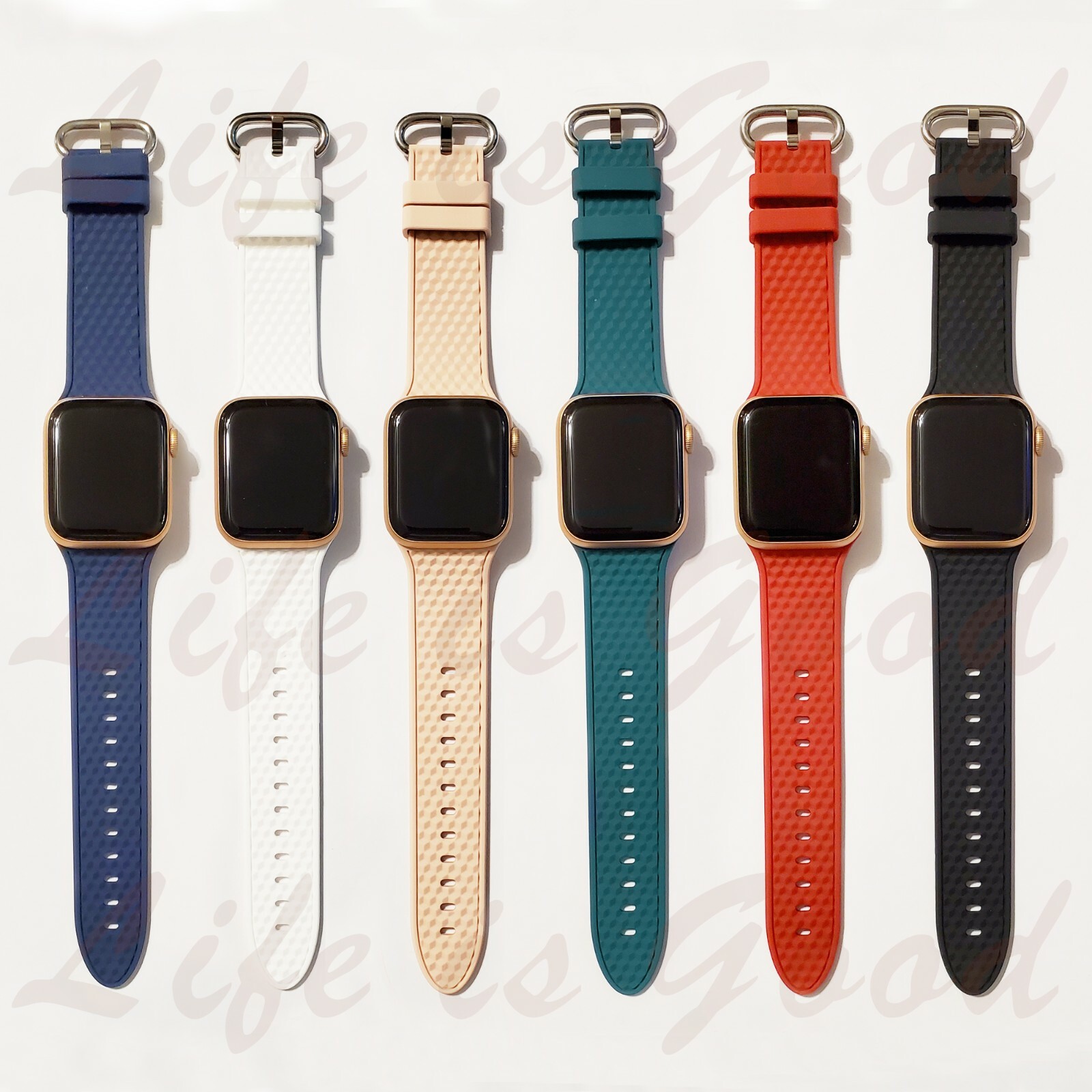Silicone Replacement Band for Apple Watch Series 9, 8, 7, 6, 5, 4, 3, 2, 1, SE