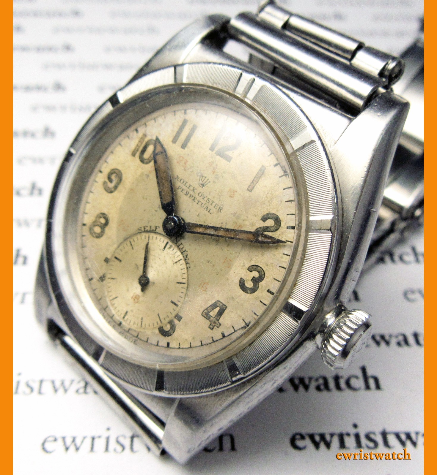 Vintage 40s Rolex Oyster Perpetual Bubbleback Original Military Sub-Seconds Dial