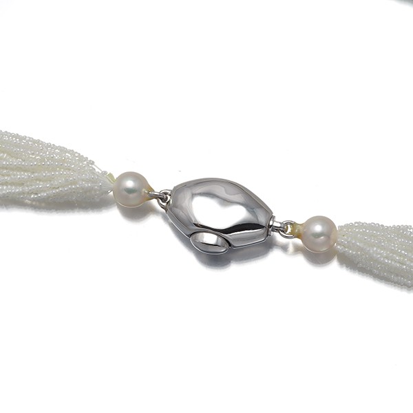 Keshi Pearl 0.8-1.0mm Akoya Pearl 5.0mm Necklace Silver