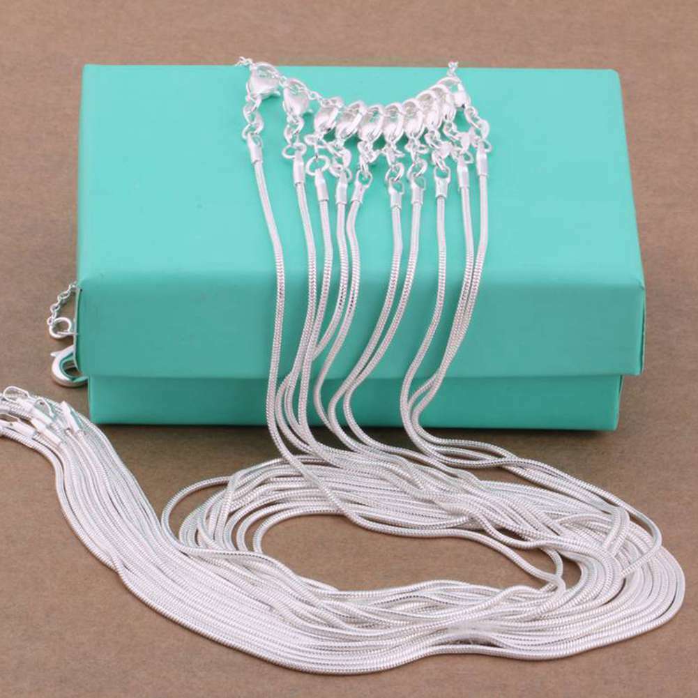 10PCS Wholesale 925 Sterling Solid Silver 1MM Snake Chain Necklace XXDC08