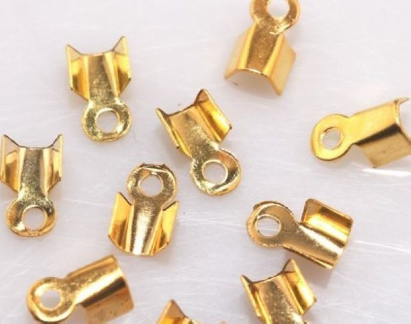 Fold Over Crimp Bead Cap 3×6 – 4x9MM End Gold Silver Copper Bronze Plate